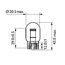 Фото : 12066B2 | Лампа розжарювання W21/5W 12V W3x16q 2шт bliste VISION (вир-во Philips)