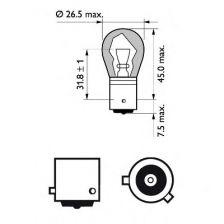 Фото : 12496NAB2 | Лампа розжарювання PY21W 12V 21W BAU15s 2шт blister (вир-во Philips)