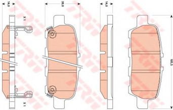 Фото : GDB3508 | Колодка гальм. диск. NISSAN QASHQAI, X-TRAIL 07- задн. (вир-во TRW)