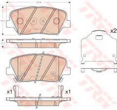 Фото : GDB3549 | Колодка гальм. диск. HYUNDAI VELOSTER 1.6I 16V GDI 11/03 - передн. (вир-во TRW)